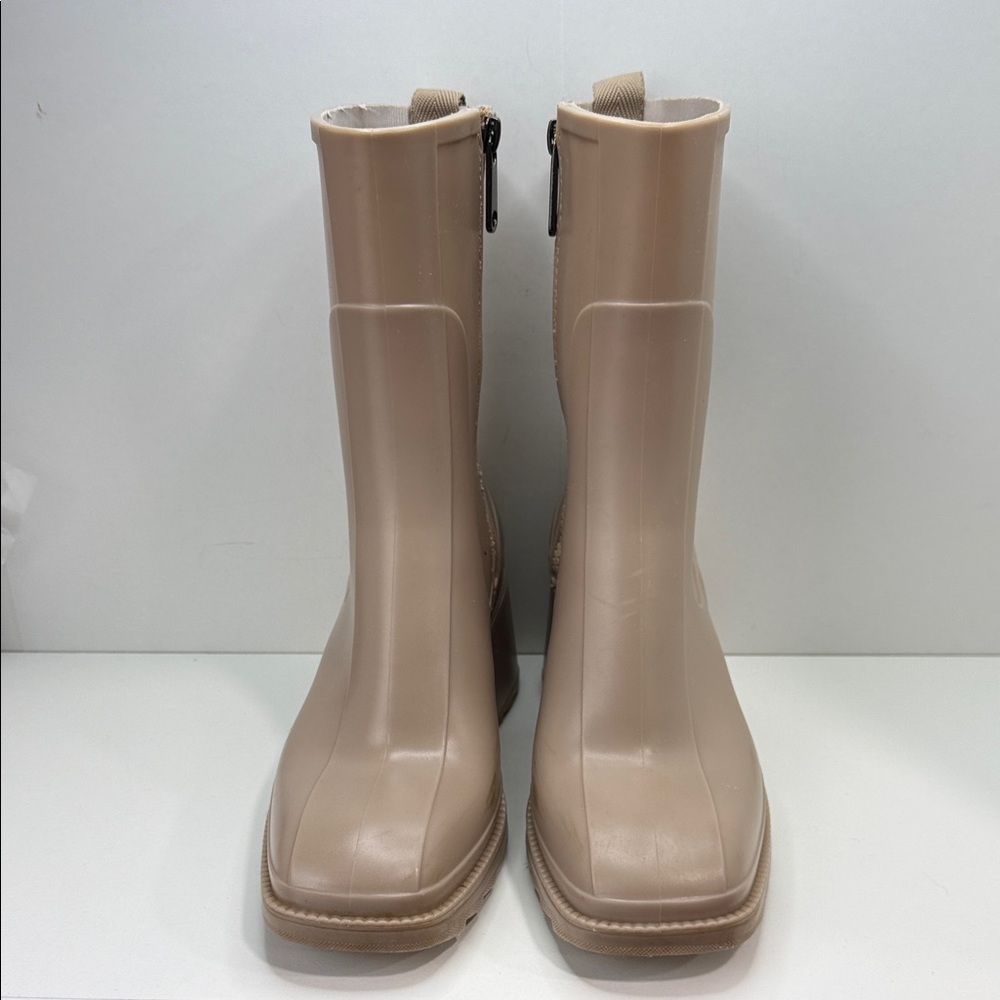Cape Robbin - Women’s Beige Mid-Calf Rain Boots - Size 37 EU/ 6.5 US